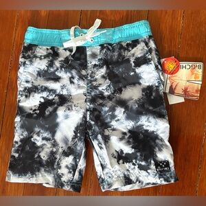 Big Chill Black and White Kids Swim Trunks